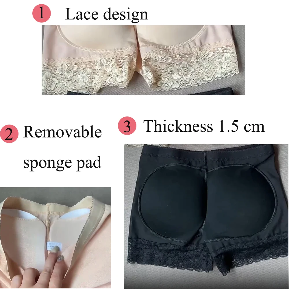 Bragas moldeadoras de cintura baja para mujer, ropa interior levantadora de glúteos, relleno extraíble, potenciador de cadera