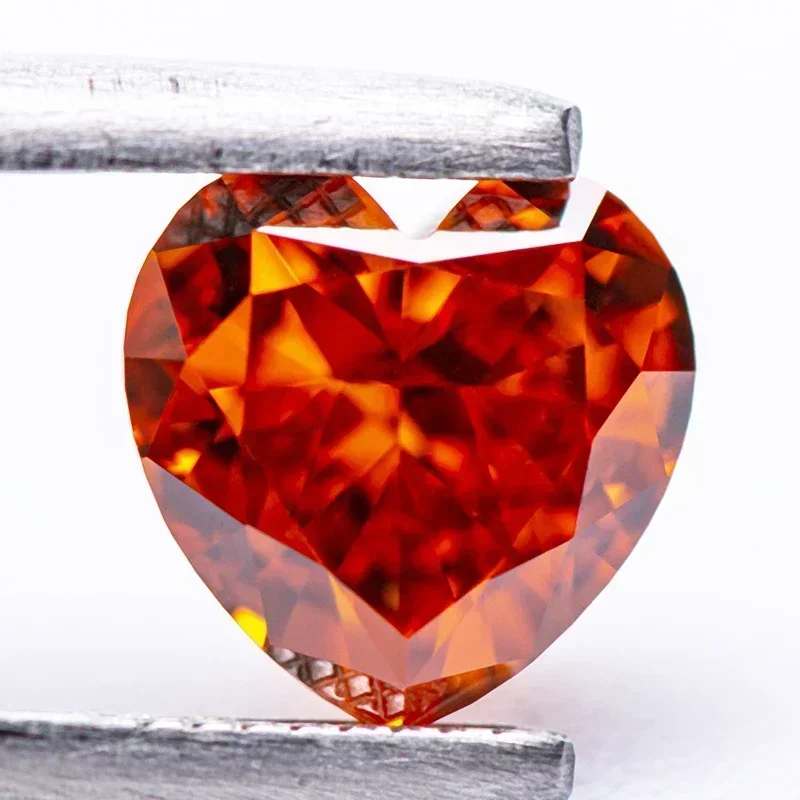 

Hot Sell Cubic Zirconia Wholesale No Certificate Crushed Ice Cut Heart Shape Orange Color Charms Beads Top for jewel making