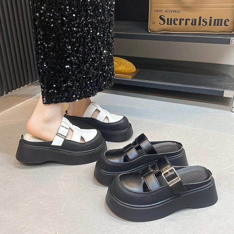 

Женские сандалии на плоской подошве, лето 202, шлепанцы на толстой подошве, удобная нескользящая износостойкая женская обувь, уличные тапочки