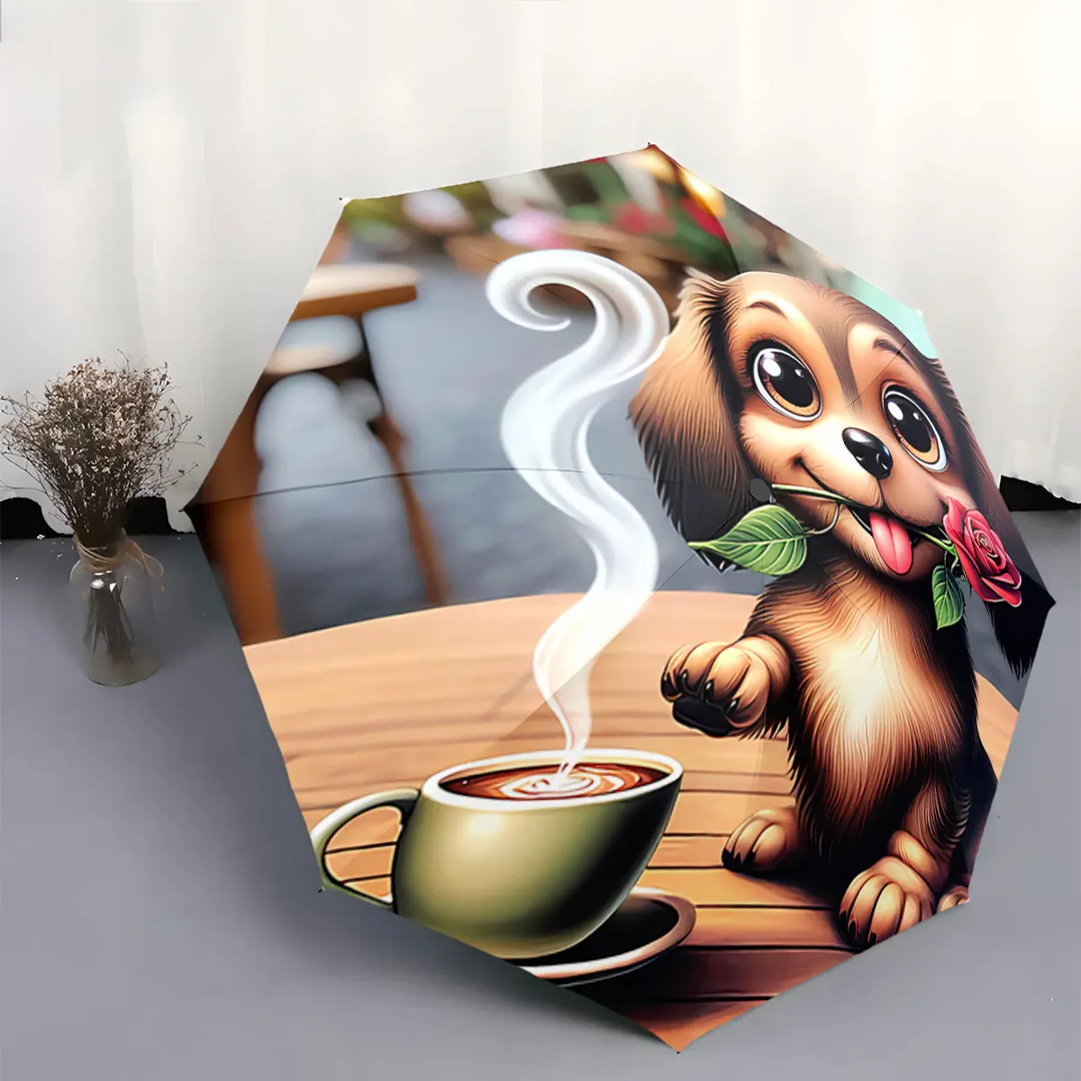 parapluie-portable-impermeable-resistant-au-soleil-et-a-la-pluie-avec-illustration-d'un-adorable-chiot-tenant-une-rose-rouge-et-une-tasse-a-cafe-ideal-pour-les-voyages-en-exterieur-et-la-plage