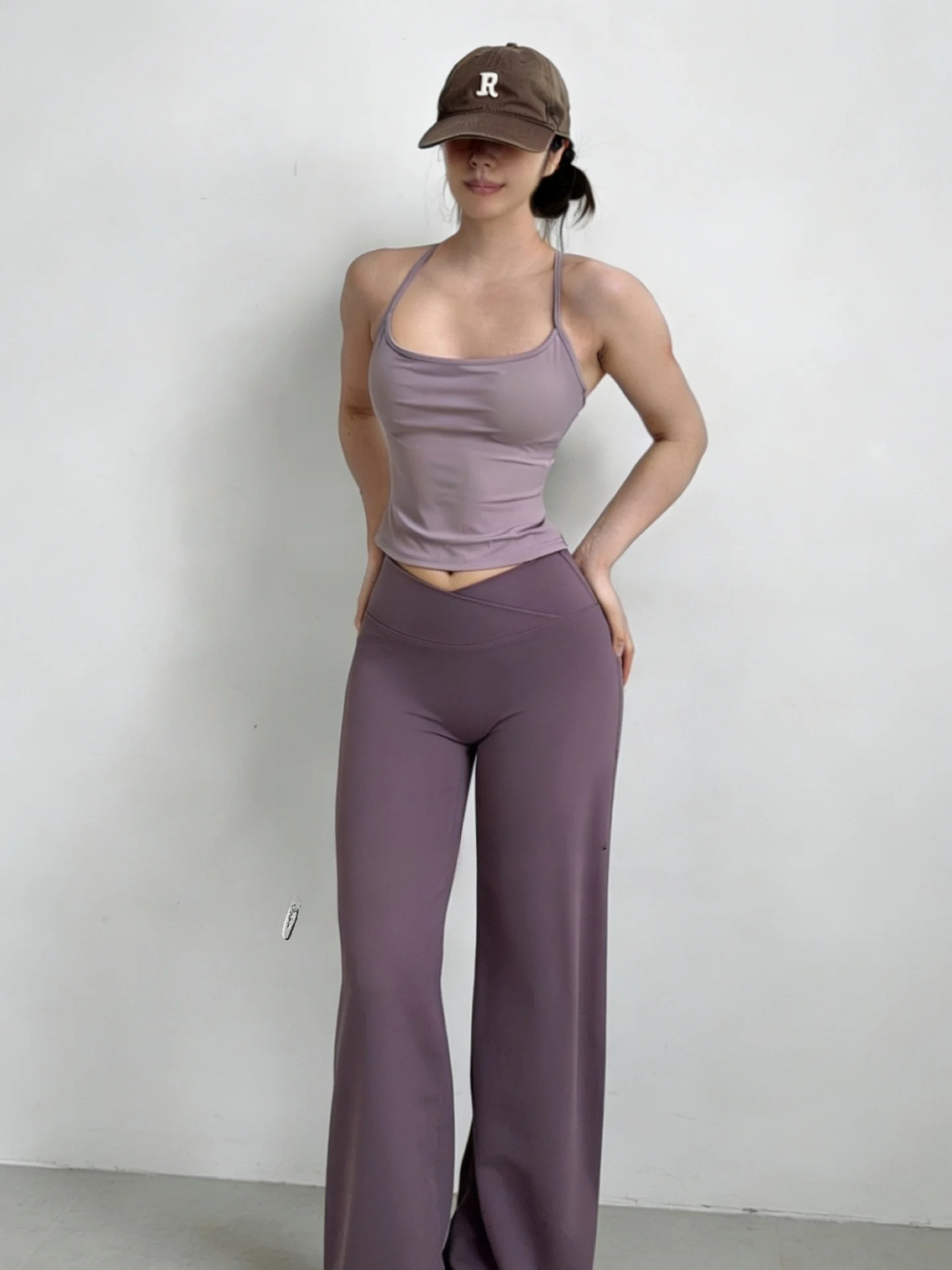 Casual Fleece-lined Straight-leg Pants V-waist Running Sports Wide-leg Long Trousers Breathable Quick-dry Yoga Fitness Clothing