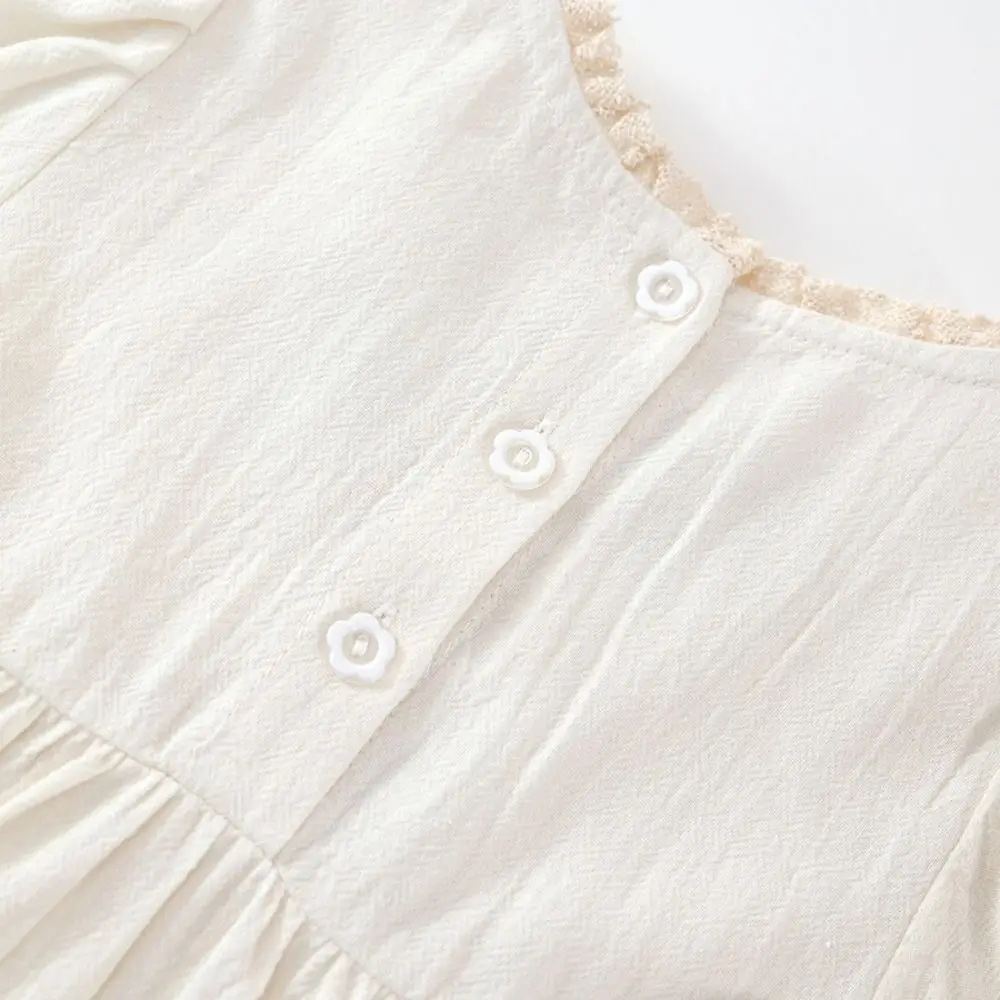 Abito da principessa in pizzo con fiori ricamati Abito lungo da ragazza allentato pieghettato Stile balletto A-line Abito da festa per bambini a maniche lunghe