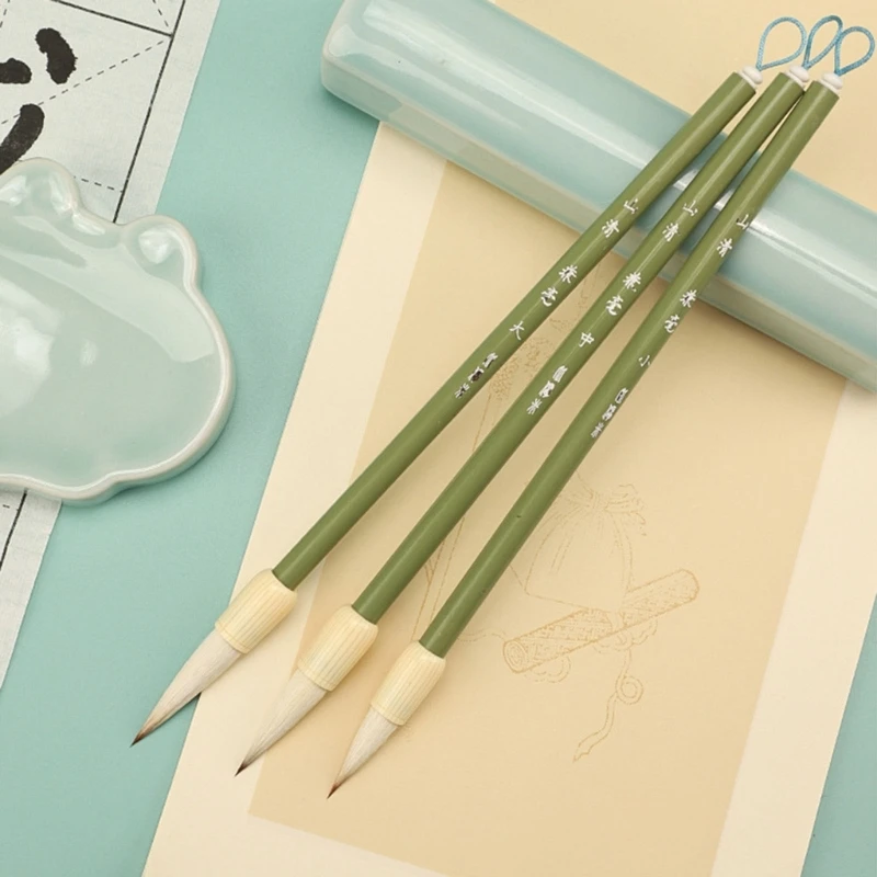 3x/Set Japanese Sumi Drawing Brushes Chinese Calligraphy Brush Set 3 Size Maobi Painting Writing Brushes for Students K1KF
