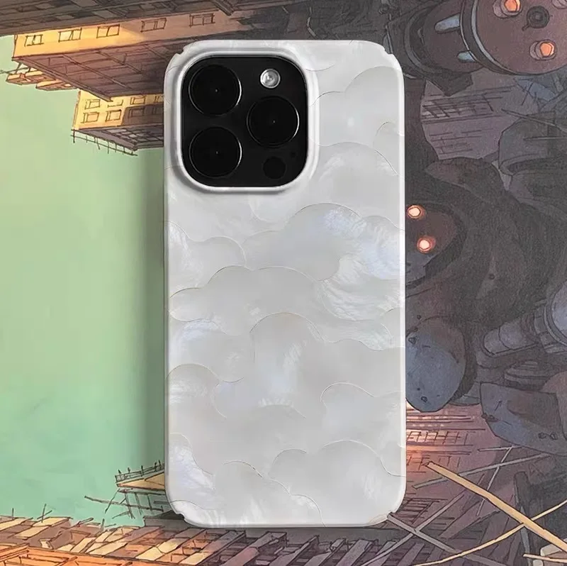Ins White Jade Clouds Phone Case for IPHONE 17 Air 16E 15 PROMAX 14 15 Plus 13 12 MINI 11 PRO 16Plus XR XS Acrylic Phone Cover