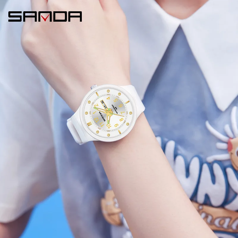 Sanda 9012 Watches Youth Fluorescent Fashion New 2023 Top Men's Trend Outdoor Waterproof Calendar Quartz Watch diggro đồng hồ