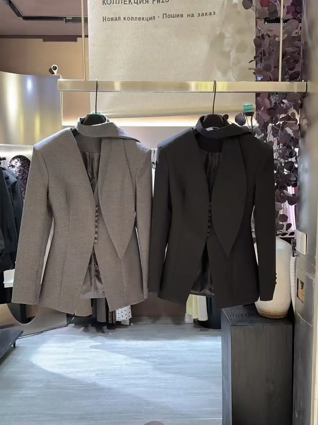 BJTZ المرأة الخريف قطعتين مجموعة السترة شال طوق الخامس الرقبة واحدة الصدر بنطال ذو قصة أرجل واسعة مع جيوب أنيقة قسط عادية