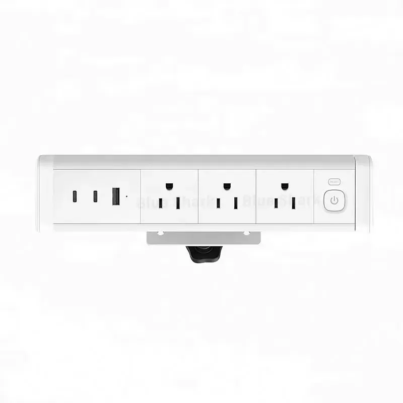 65W USB C Charging Station Aluminum Alloy Desktop Power Strip with Clamp American Outlet Contact Board for Home Office