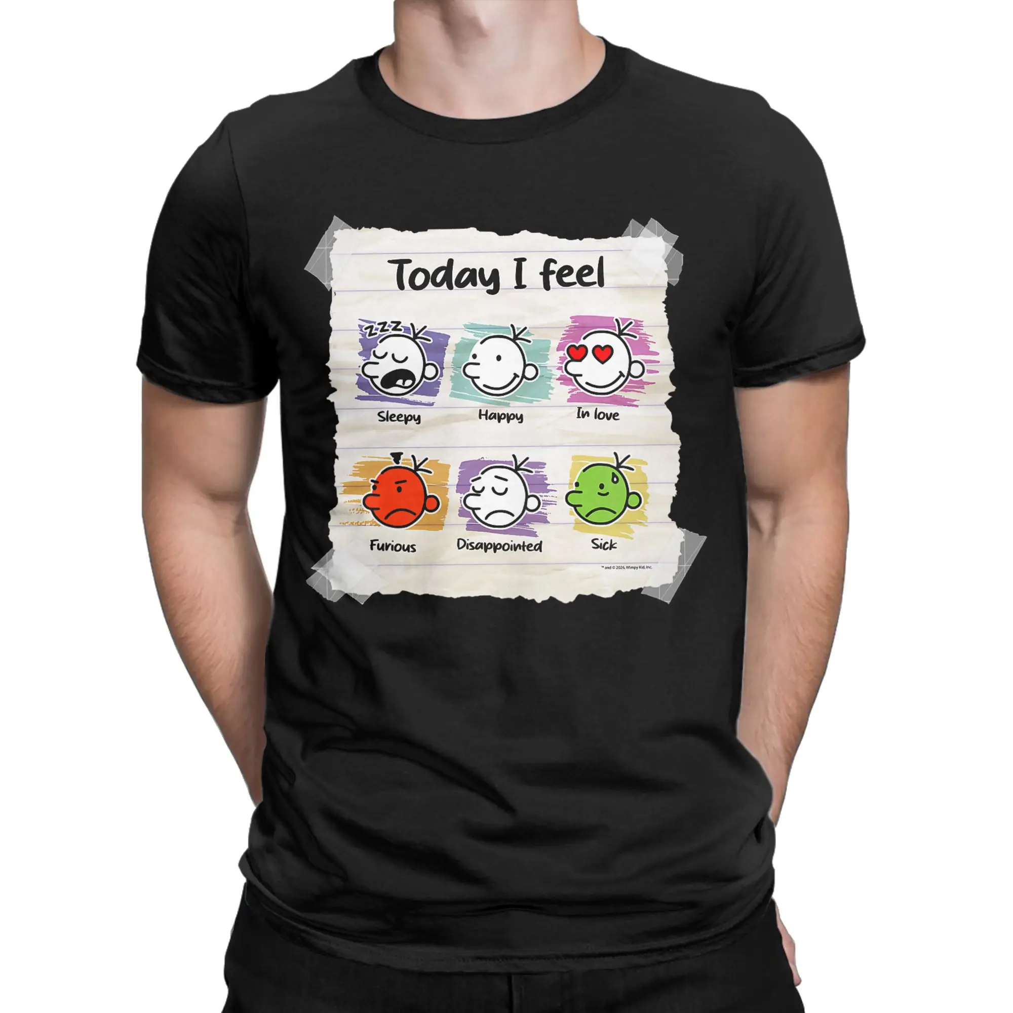 Comedic Casual Doodle  Classic Funny 100% Cotton T-Shirt Diary of a Wimpy Kid Tees Tops For Men