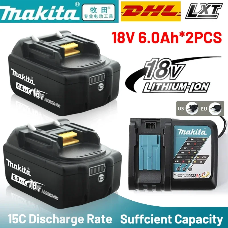 Original Makita BL1860 BL1850B BL1850 BL1840 BL1830 screwdriver battery and charger, 18V Makita replacement power tool battery