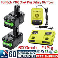 6Ah For RYOBI 18V One+ Plus  Li-Ion Replacement For Ryobi P108 P107 P108 RB18L50 RB18L20 Power Tool Rechargeable Battery