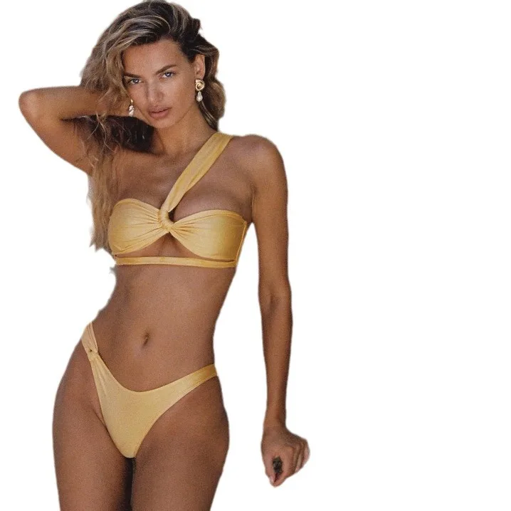 新作3ピースビキニ レディース水着 2024 女性用水着 ビーチウェア 水泳着 水着 ビキニセット ワンショルダー ビキニ