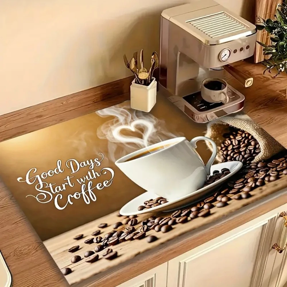 

Впитывающая нескользящая кофемашина из диатомовой грязи с резиновой подошвой, защита от грязи, брызг для кухонной стойки, раковины, столешницы, декора