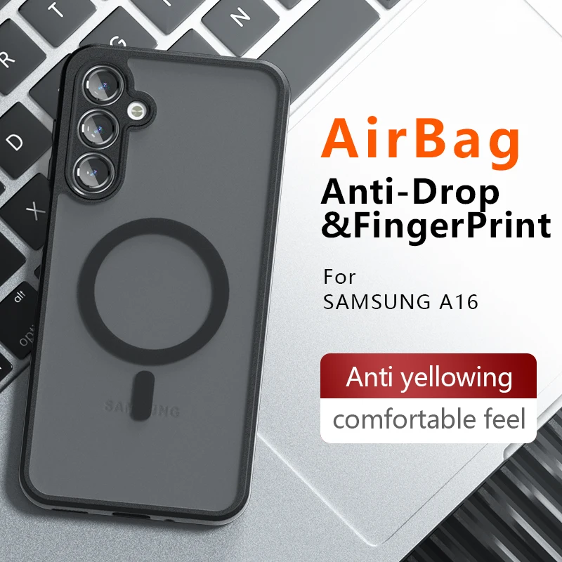 For Samsung Galaxy A15 A16 A17 A07 A06 A14 5G Case Magsafe Drop-proof Built-in Airbag Corner Non-yellowing Material Soft Cover