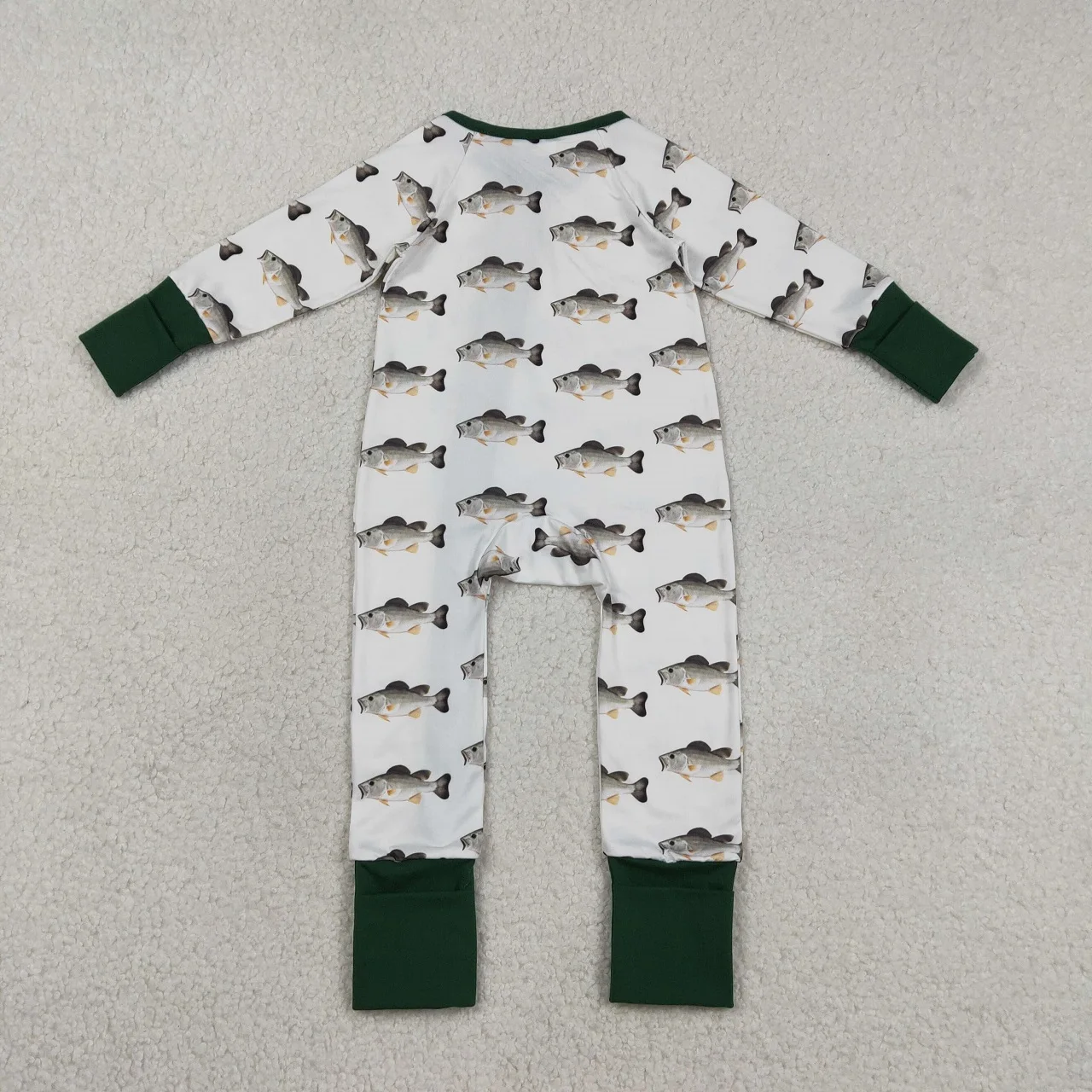 Wholesale Kids Boys Fish Clothes Toddler Newborn Sleepwear Bodysuit Children Baby Boy Long Sleeves Infant Footie Zipper Romper
