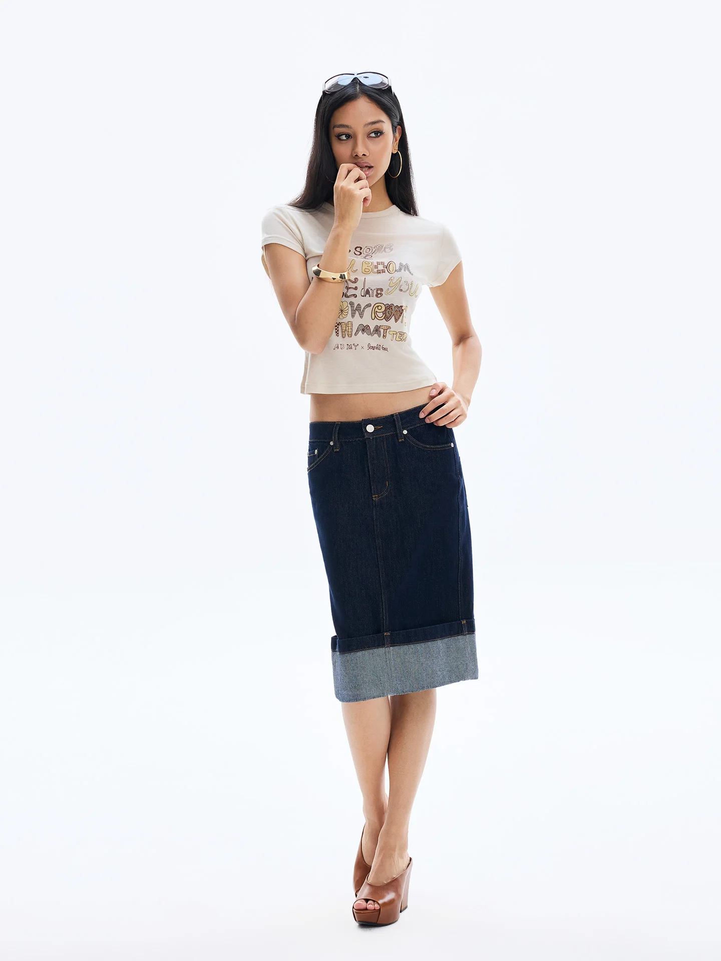 ABMY Active Dyeing  Rhinestone Half Skirt Original Jeans Bucket Low Waist Cotton Polyester Urban Commute Casual Date