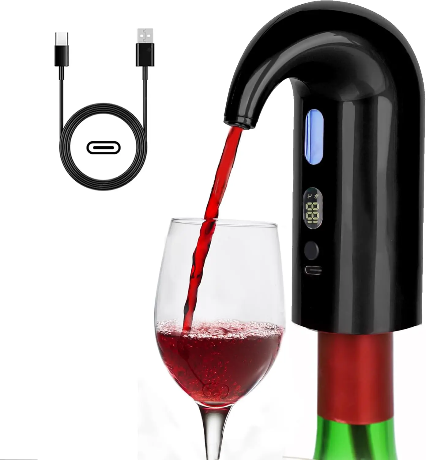 

Electric Wine Aerator, Electric Wine Decanter and One Touch Wine Decanter Pourer for Red and White,Smart Aerator and