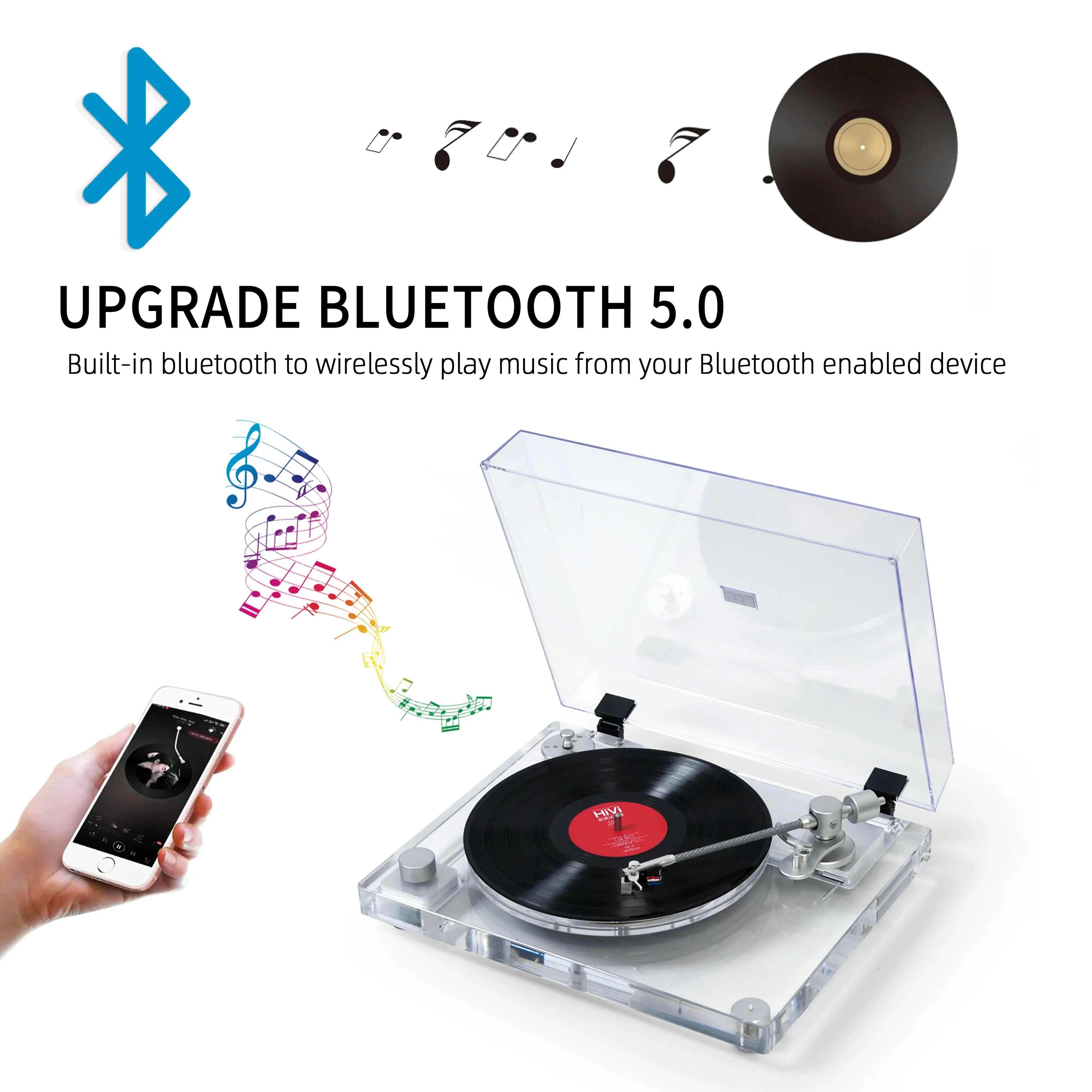 

2025 стерео Hi-Fi звук деревянный портативный чемодан беспроводной Blue tooth Aux Usb FM радио ретро Lp виниловый проигрыватель пластинок