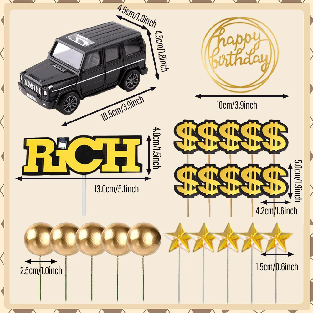 Dollar Kuchen Topper Auto Figur Geld Kuchen Dekorationen Für Richman Geburtstag Party Liefert Reiche Geld Dollar Thema Party Dekore – Detail 7