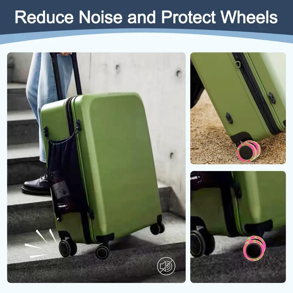 

8 шт., силиконовые чехлы на колесиках для багажа, уменьшающие износу колес с бесшумным звуком, чемоданы, универсальный защитный чехол на колеса