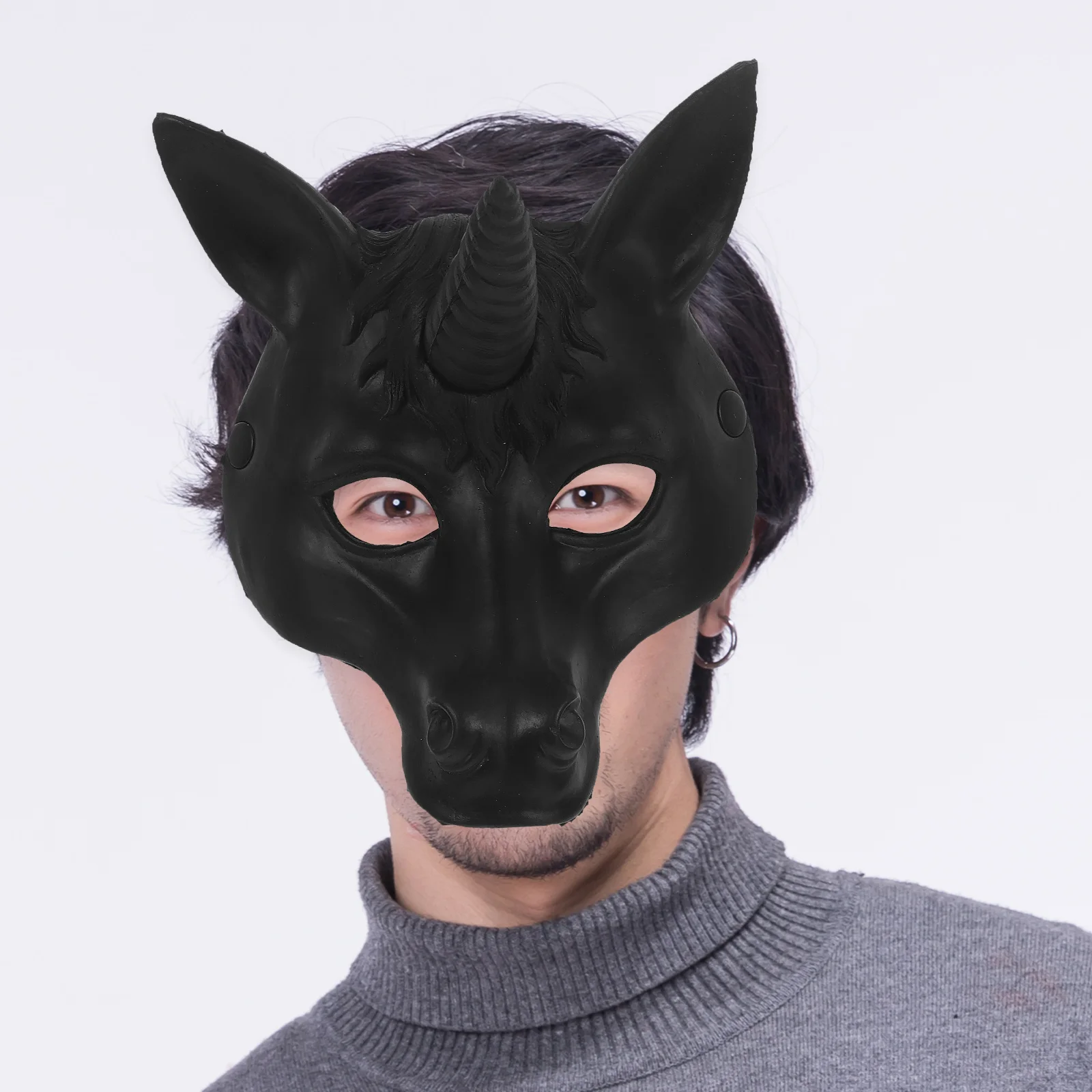 Masquerade Mask Unicorn Costume Halloween Supplies Aldult Hallowen PU Black Child