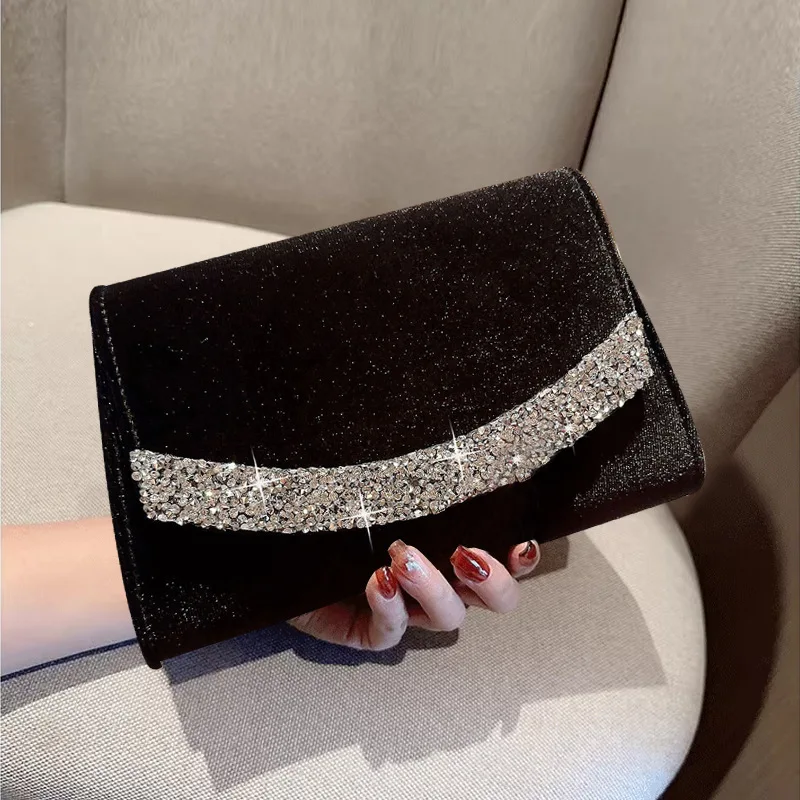 

Dinner Clutch Velvet Diamond Hand Bag Famous Daughter Evening Dress Cheongsam Chain Shoulder Bag Women Bolsos De Mujer Tendencia