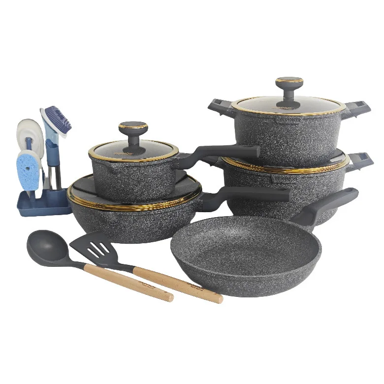 Ultra Durable 20PCS Scratch Proof Pot Set 18-28CM Soup Pan 28CM Wok Pan Cleaning Kit Kitchenware B2B Wholesale Supply Hub