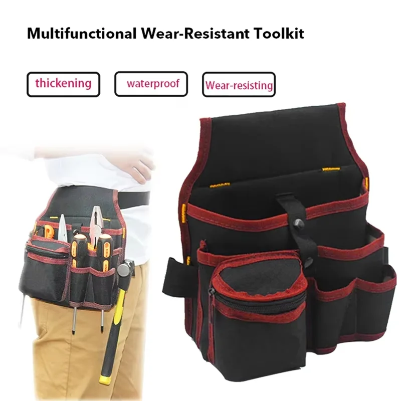 THIVN-Multifunctional Tool Storage Bag Pouch Belt Electrician Toolkit Drill Wrench Screwdriver Hardware Tool Bags Organizer