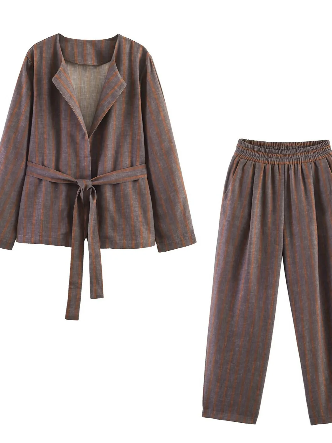 Dave&di Striped Suit Jacket And Trousers Set Woman Clothes Pant Sets New Two Piece Set Women's Suit Ropa Mujer