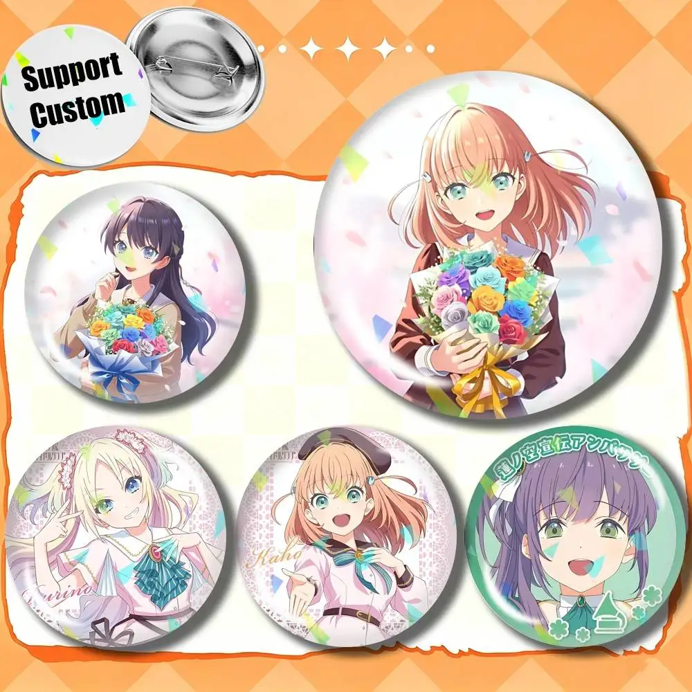 H-Hasunosora Manga Merch Customizable Round Brooch Pins, Personalized Badges With Broken Glass Design Fashion Accessory