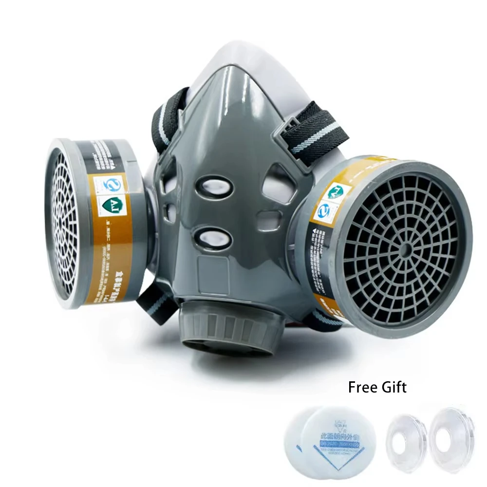 Face Gas Dust Mask Chemical Respirator silicone Dual Filters Work Safety Masks Spray Paint Dust Mask With Filter Respirator