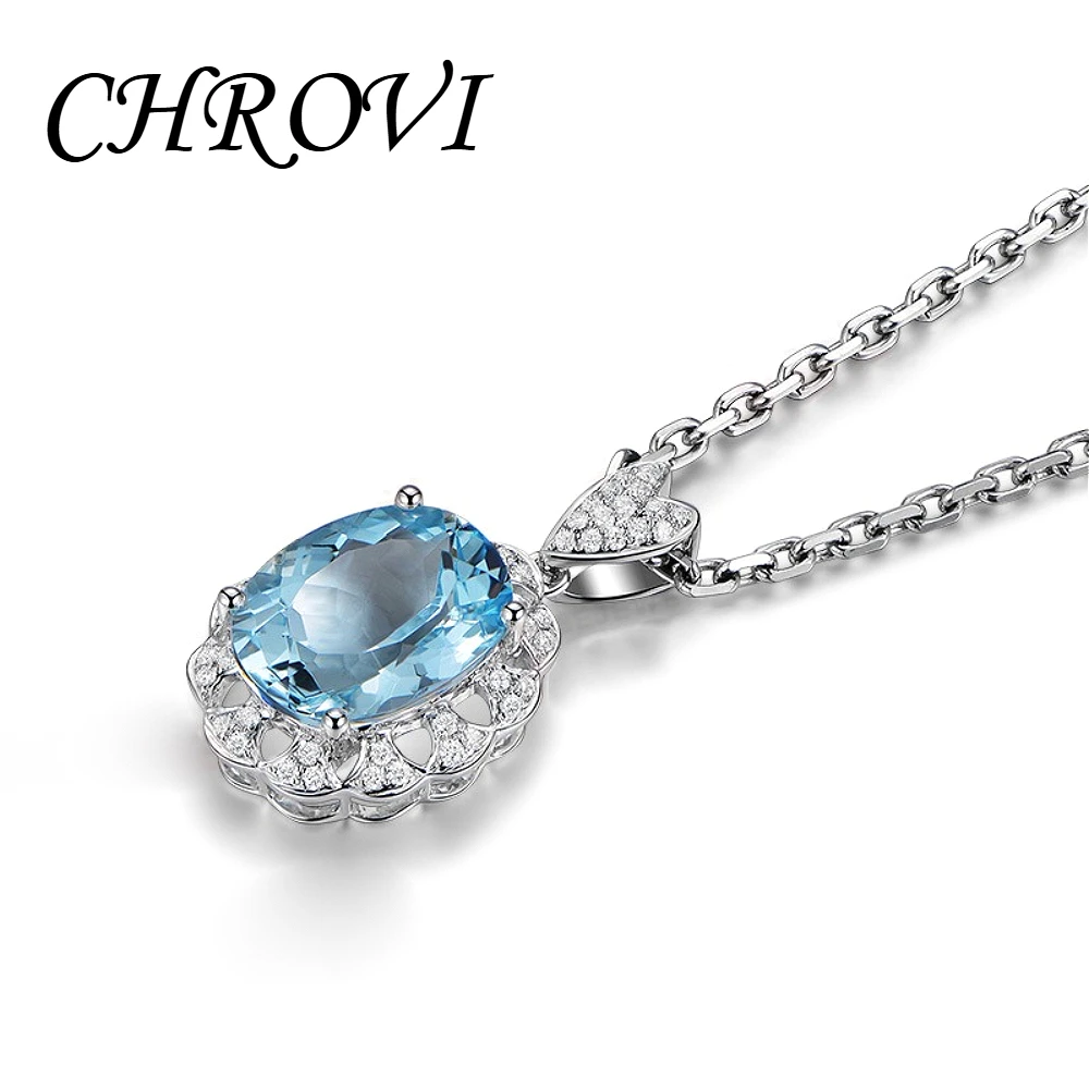 Exquisiter 925 Sterling Silber Neuer Stil Eleganter Ovaler Aquamarin-Anhänger für Damen, Hochwertiges Halsketten-Schmuckstück – Detail 4