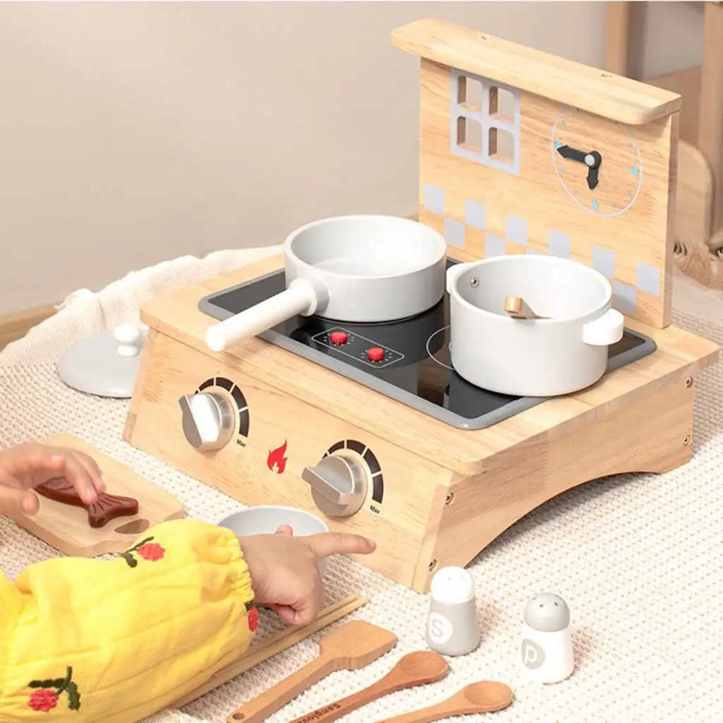 Simulation Induction Cooker Wooden Kitchen Toys Kids Kitchen Play Toy Parts Acrylic Stove Toy Interactive Role Play for Girls