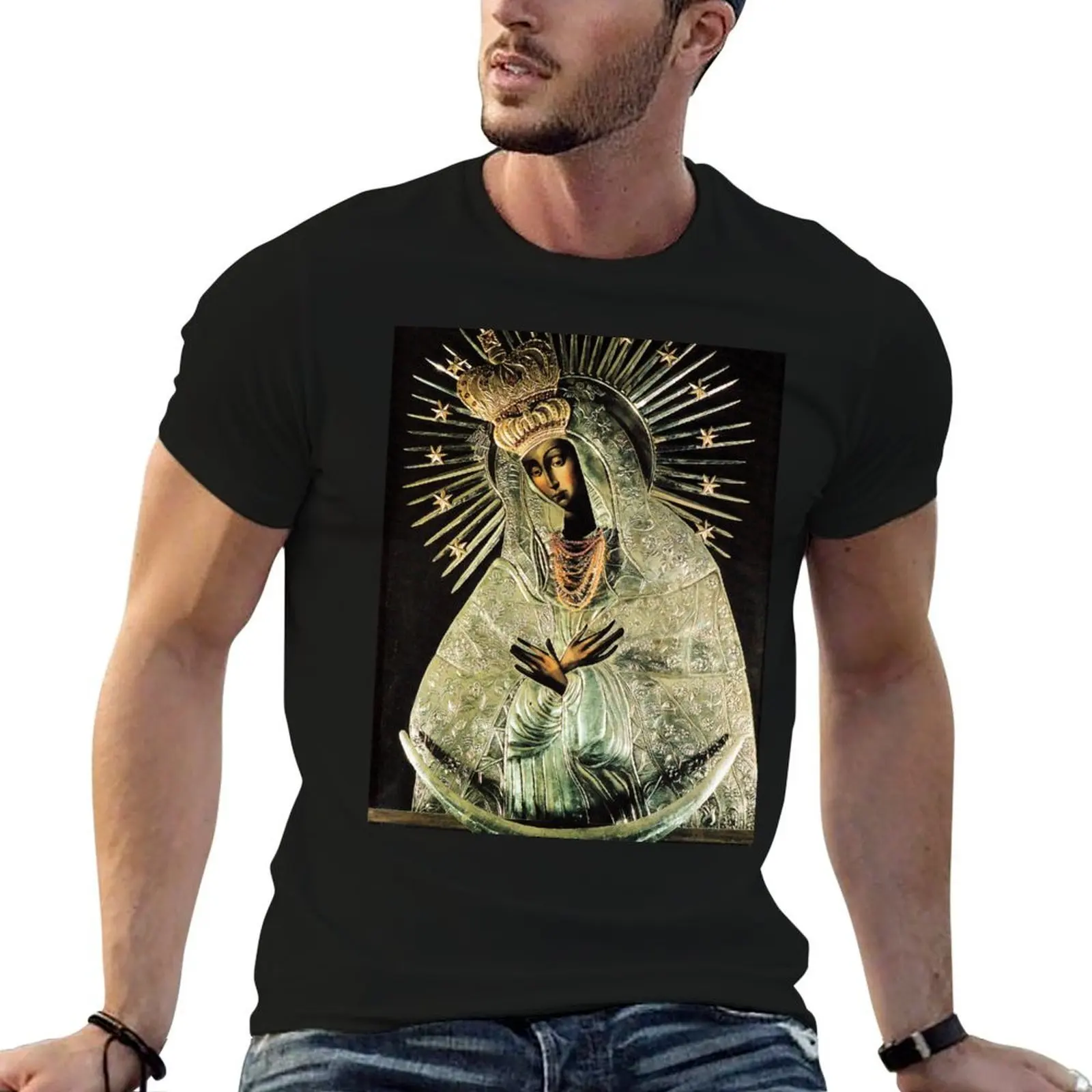 

Black Madonna, Our Lady of Grace, Our Lady of Gate of Dawn, Virgin Mary T-Shirt anime tshirt men t shirt cotton 100% T-Shirt
