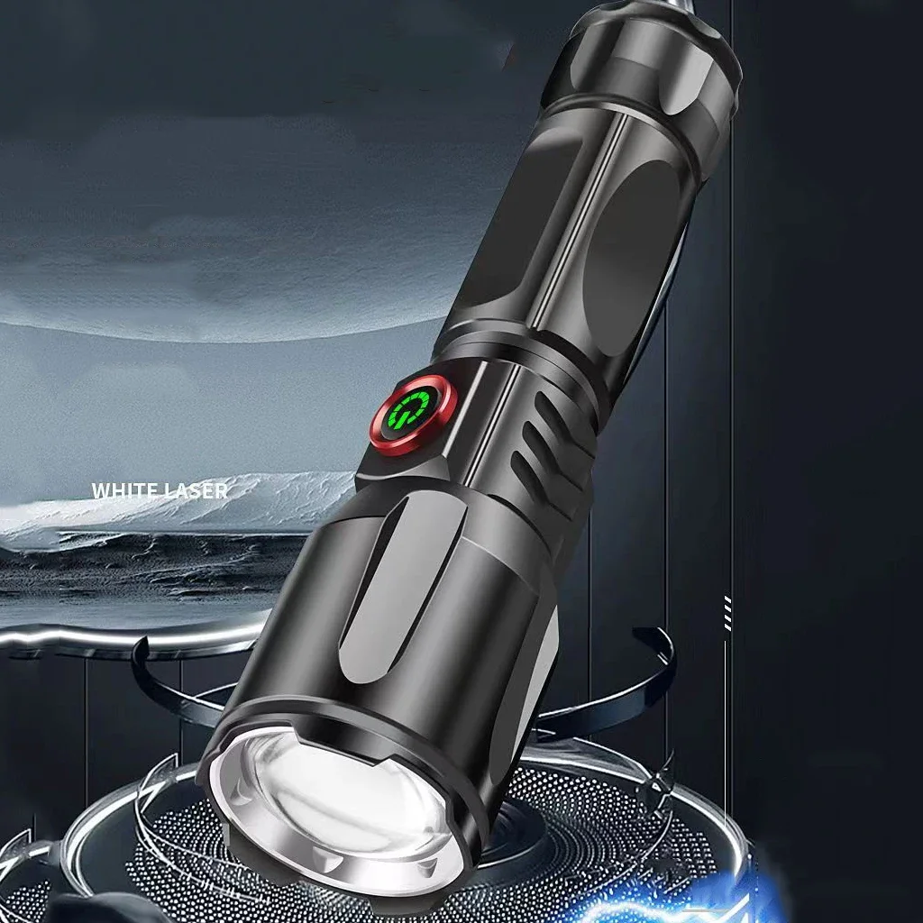 

Portable Rechargeable Led Flashlight With COB Side Light Tail Magnet Black Zoom Tactical Torch Power Bank Aluminum Flashlights