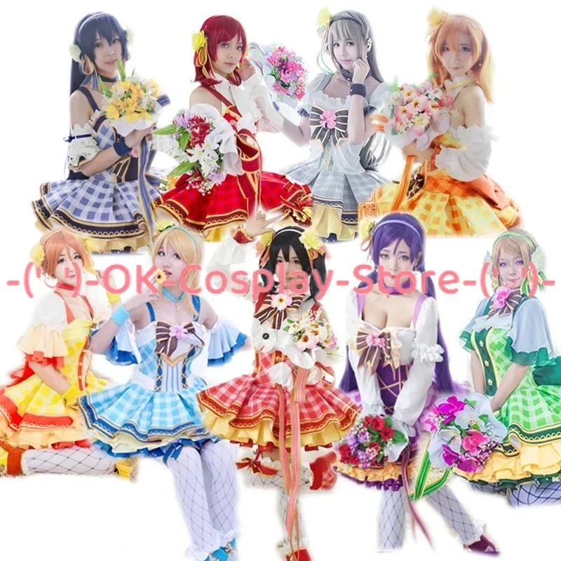 Lovelive! Costume de Cosplay Umi Kotori Maki Nico Rin, Robe Lolita Mignonne, Bouquet de Fleurs à la Main, Awaken Love Live, Tous les Membres, Ensemble Complet