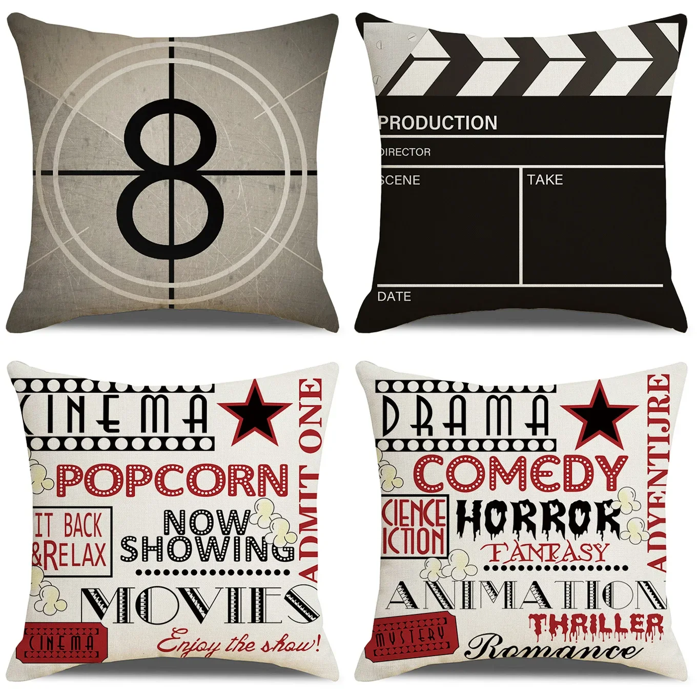 Home decoration Cushion cover Retro movie subtitle Pillow case 45x45cm Pillowcase Linen Throw Pillow cover Sofa Cushion Cover