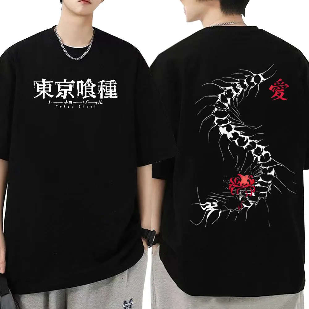 อะนิเมะโตเกียวกูล คานากิ เคน แมงมุมเสื้อยืดผู้ชายผู้หญิงแฟชั่นผ้าฝ้ายคุณภาพสูงหลวมแขนสั้นเสื้อยืดคุณภาพสูง