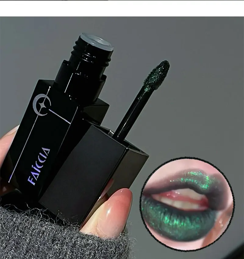 Punk Blue Green Matte Lipgloss Gothic Black Lipstick Waterproof Dark Red Liquid Lipstick Halloween Makeup Non-stick Cup Lip Tint