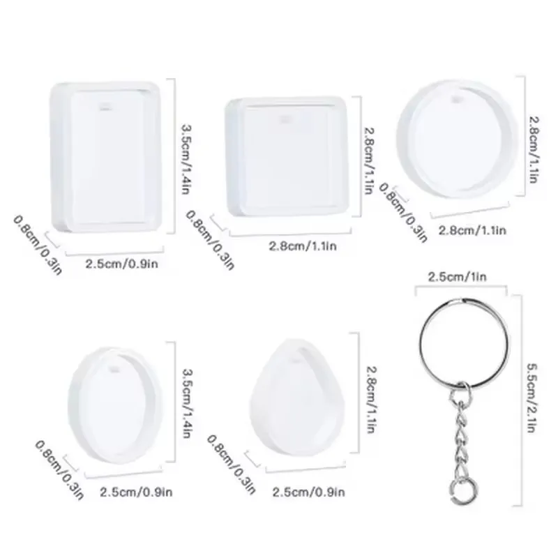 20Pcs/Set DIY Keychain Pendant Casting Silicone Mould Kit with Keyrings Art Crafts Making Tools Crystal Epoxy Resin Mold - view 2