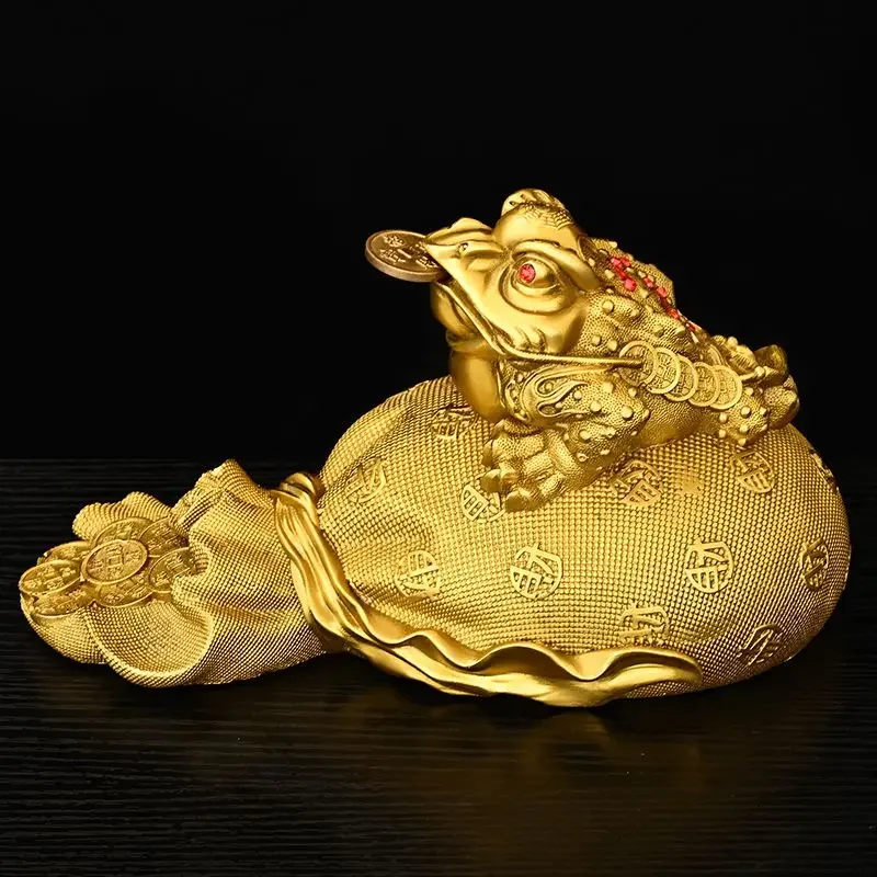 Fengshui Zhaocai Copper Gold Toad Decoration Three Legged Toad Golden Cicada Decoration Living Room Wine Cabinet Craft Gift