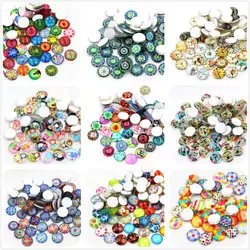 50pcs/Lot 12mm Colorful Fashion Photo Glass Cabochons Mixed Color Cabochons For Bracelet earrings necklace Bases Settings