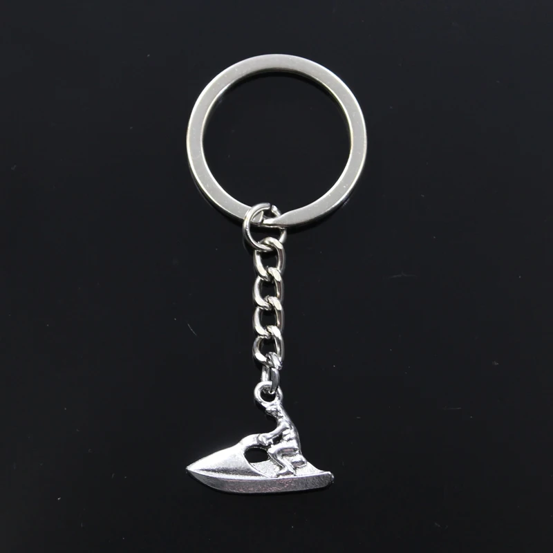 Fashion Keychain 18x24mm Motorboat Yacht Houseboat Silver Color Pendants DIY Men Car Key Chain Ring Holder Souvenir For Gift