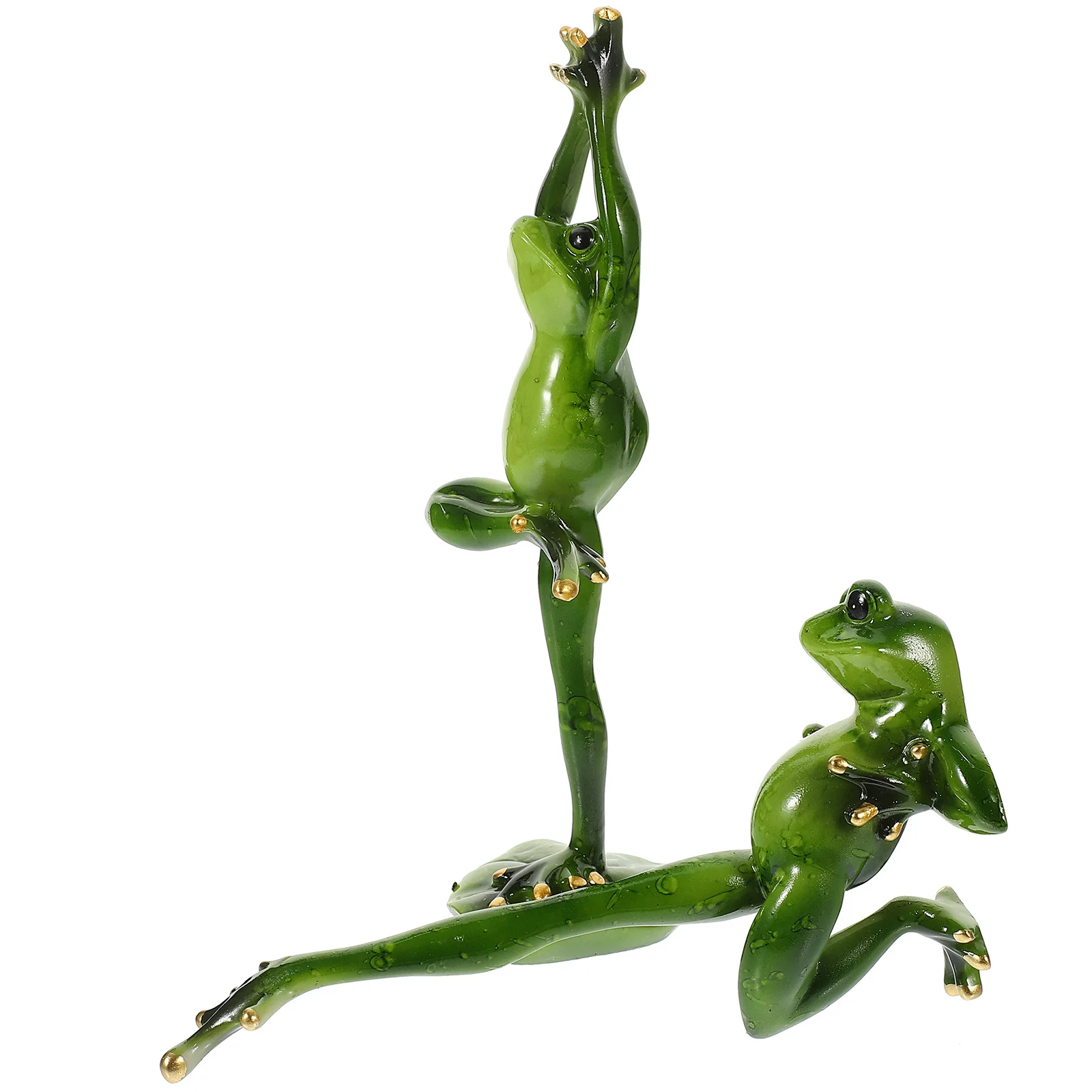 2 قطعة اليوغا الضفدع الراتنج زخرفة متوسطة الحجم الإبداعية سطح المكتب ديكور فريد الراتنج الحرفية ديكور المنزل اليوغا الضفادع تزين #3