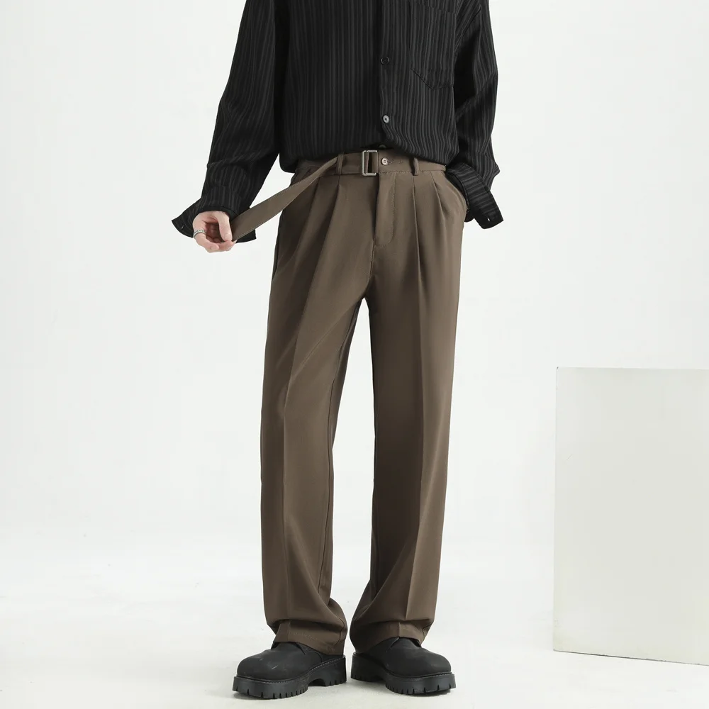 

Brand Clothing 2026 Men's Business Casual Pants No Iron Drape Wide Leg Trousers Loose Fit Straight Leg Formal Long Pants Black