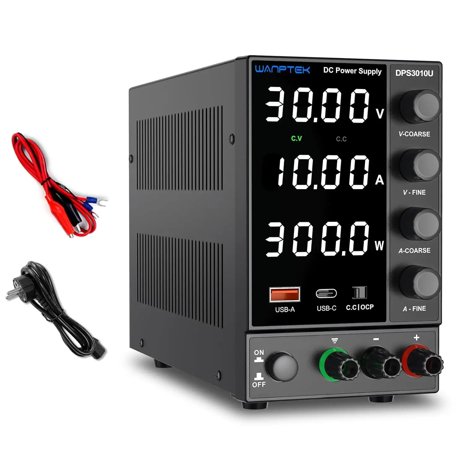 

Laboratory Power Supply 30V 5A 10A OCP Protection/USB-A/Type-C Quick Charge Port Variable DC Adjustable Power Supply Regulator