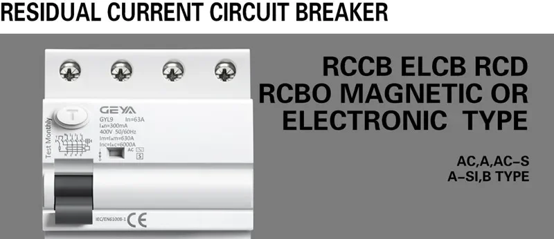 GEYA GYL9 A-SI Typ Zeitverzögerter RCD RCCB ELCB Elektromagnetischer Leistungsschalter 40A 63A 30mA 0,03A Typ A-SI Superimmunisiert – Detail 7