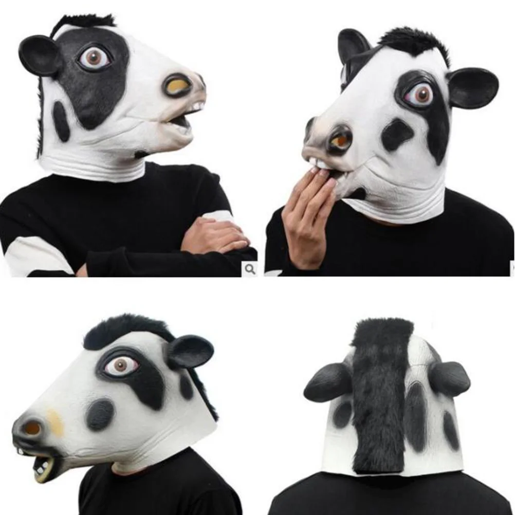 

Halloween Cosplay Cow Funny Simulation Animal Mask Carnival Mask Scary Face Cover Costume Prop For Masquerade Make-up Party (