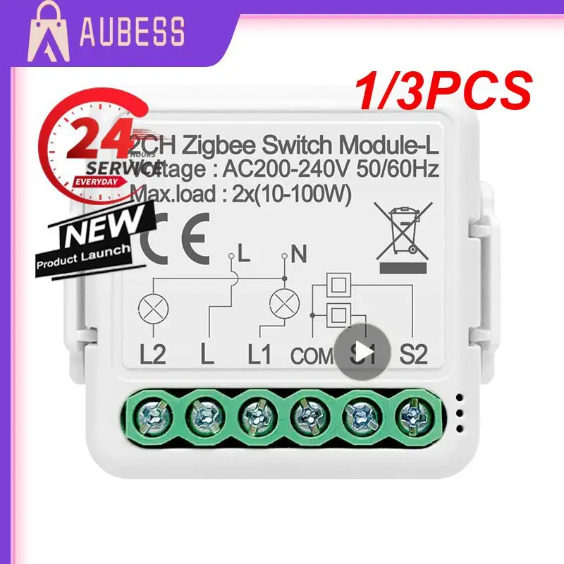 

1/3 шт., умный мини-модуль переключателя без нейтральной лампы 3,0, поддержка домашнего помощника через Zigbee2mqtt Alexa