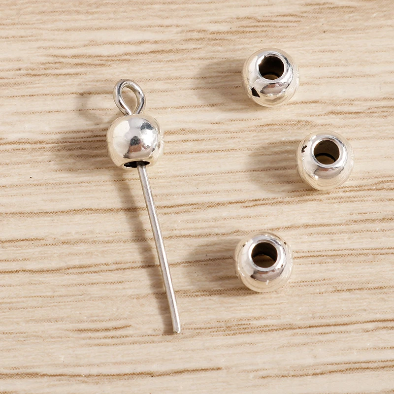 Tusember 50 Stück 5mm CCB Silberfarbene Lose Abstandsperlen für Schmuckherstellung DIY Armbänder Halsketten Bastelzubehör – Detail 2