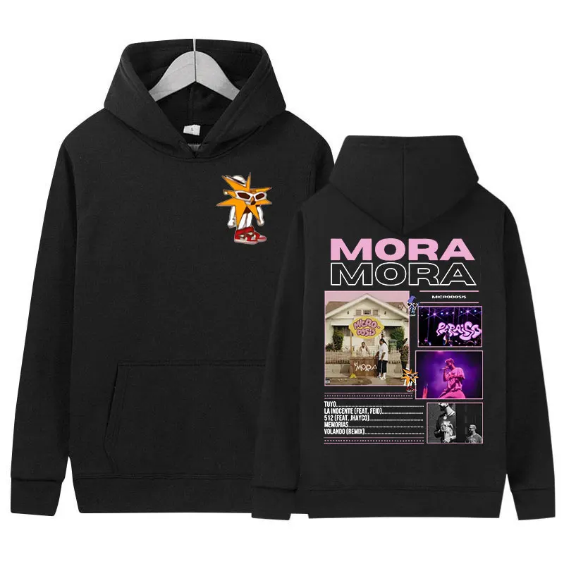 Rapero MORA MICRODOSIS Tour nuevo álbum 2025 Sudadera con capucha gráfica hombres mujeres Retro sudadera de gran tamaño jersey de moda Sudadera con capucha streetwear